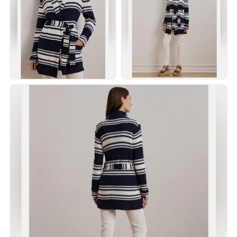 Striped Navy and White Women's  LRL Sweater sz lrg